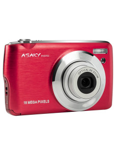 ASAKY PHOTO DIGITAL SLIM CAMERA SHUTTLE 18MP S8 RED